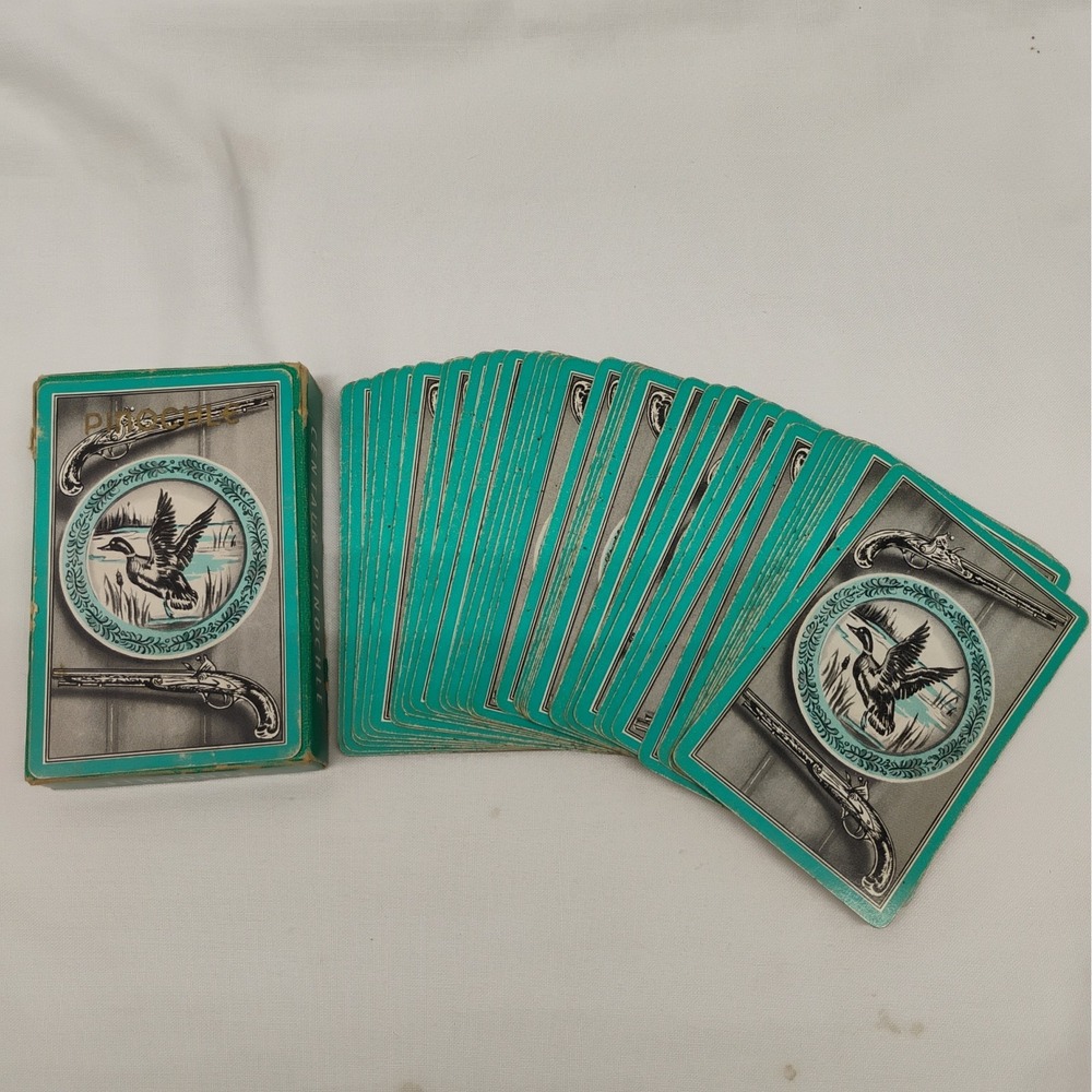 RARE Vintage Centaur Pinochle Mallard Duck Pistols Playing Cards Deck Complete